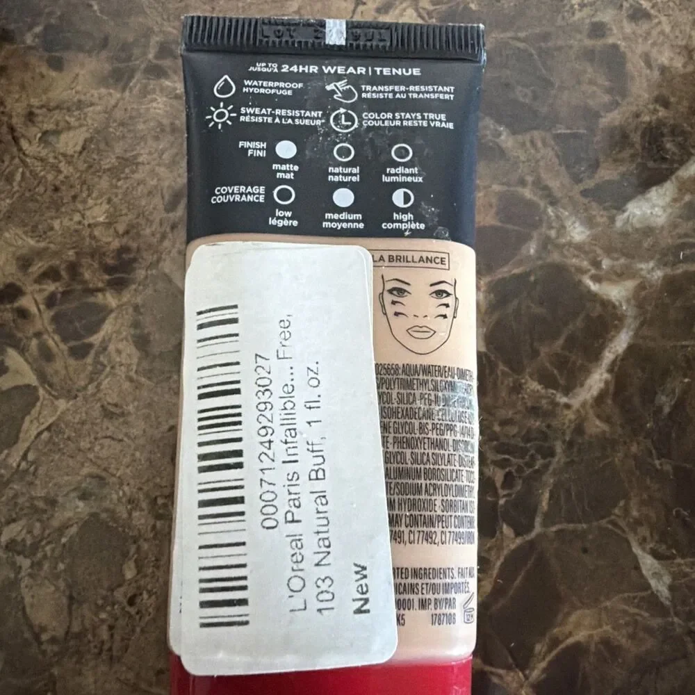 12 L'Oreal Paris Infallible Pro-Matte Liquid Foundation 103 Natural Buff. Sealed